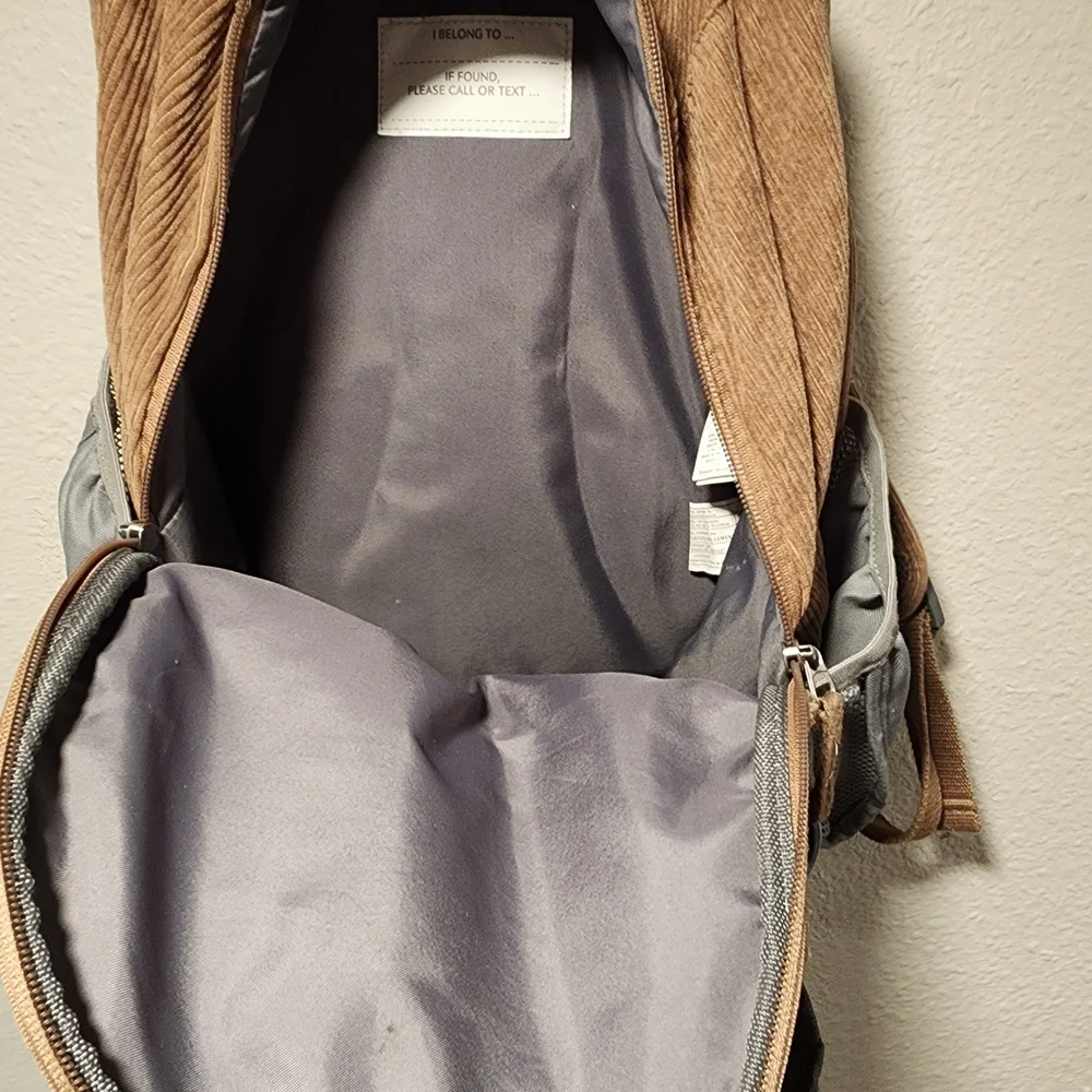 Brown and Gray Backpack with Character Design